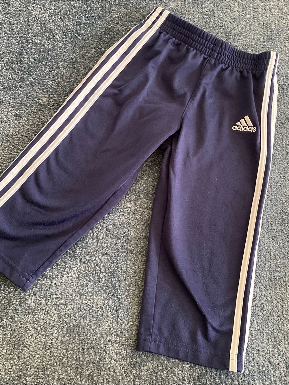 adidas Kids Navy Track Pants with White Stripes Size 18Months